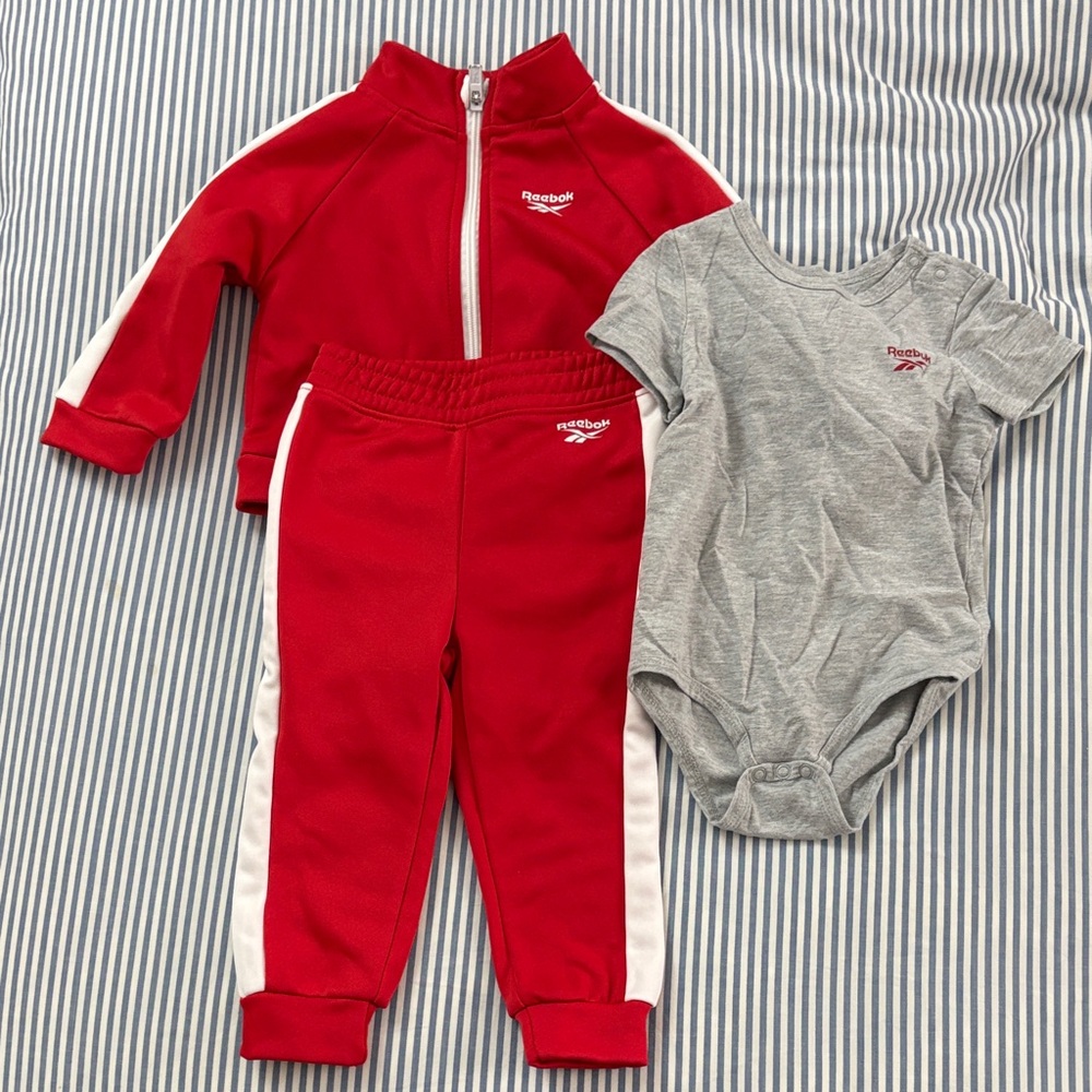 Reebok Red and Gray Kids Bodysuit Set